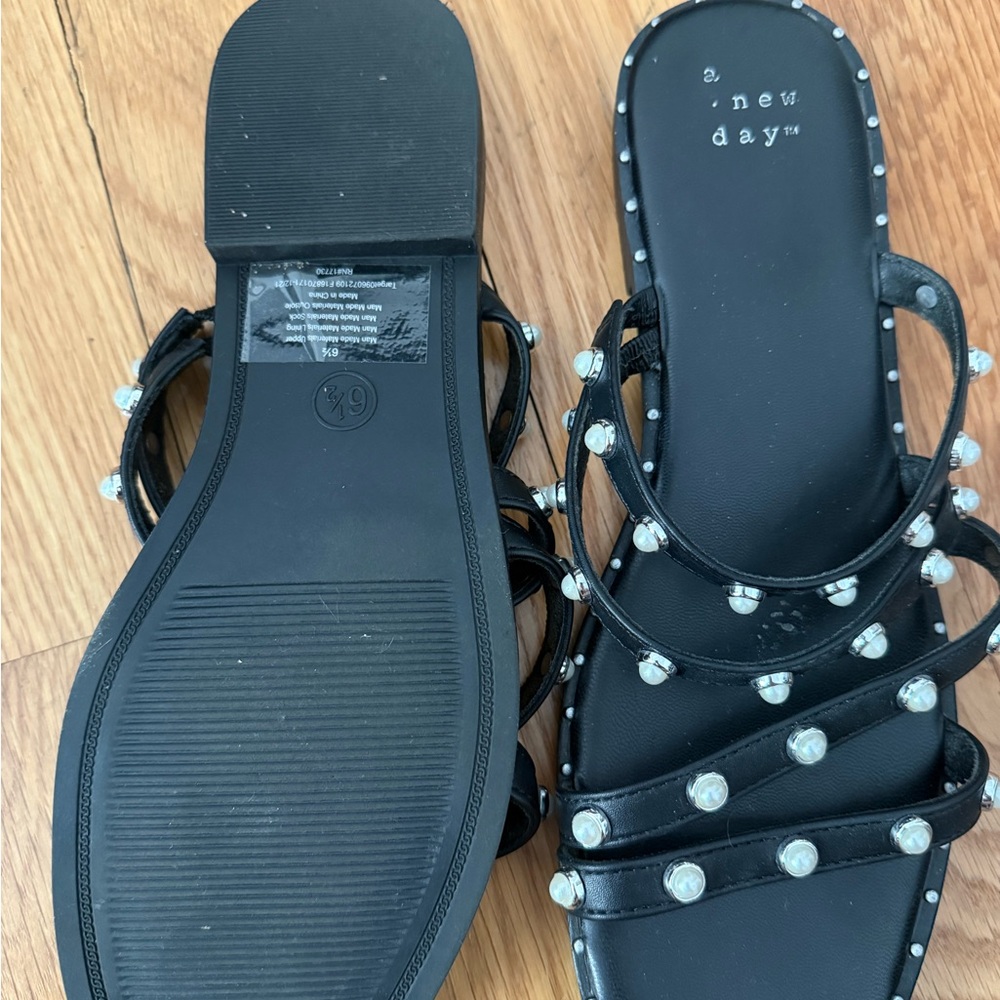 A New Day Black Studded Women's Sandals - Picture 2 of 2